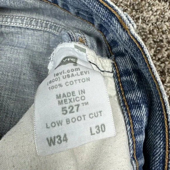 Levis Jeans Mens 34x30 Baggy 527 Bootcut Western Workwear Cotton Y2K Flare - Picture 6 of 12
